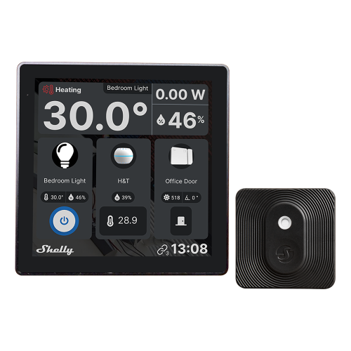Shelly Wall Display LCD schwarz Bundle mit BLU H&T Sensor schwarz